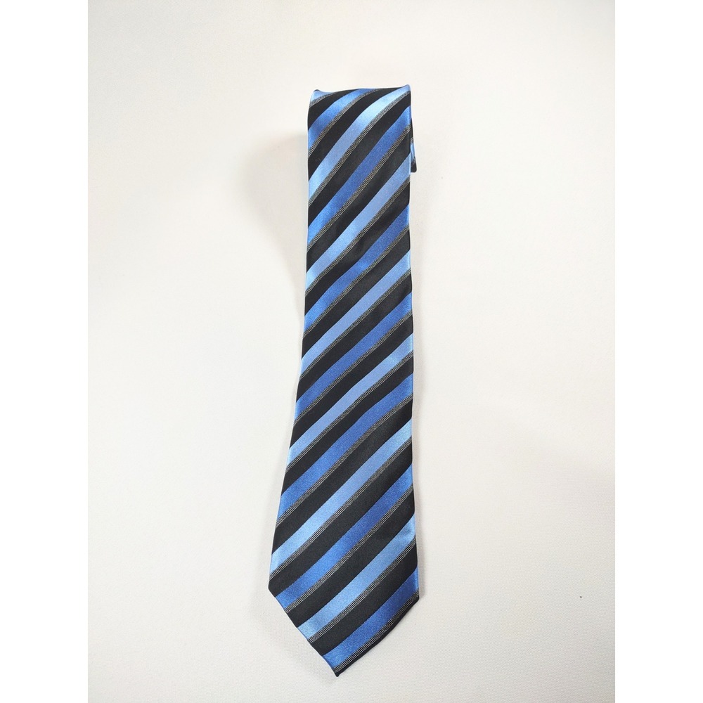 SeanJohn Tall 100% Silk Regimental Blue Striped Men's Neck Tie 65" Business Prep